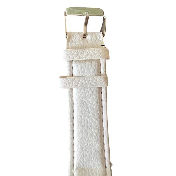 Paris Eiffel Tower White Vegan Leather Gold Tone Buckle Strap Analog Watch MINT - Picture 4 of 11